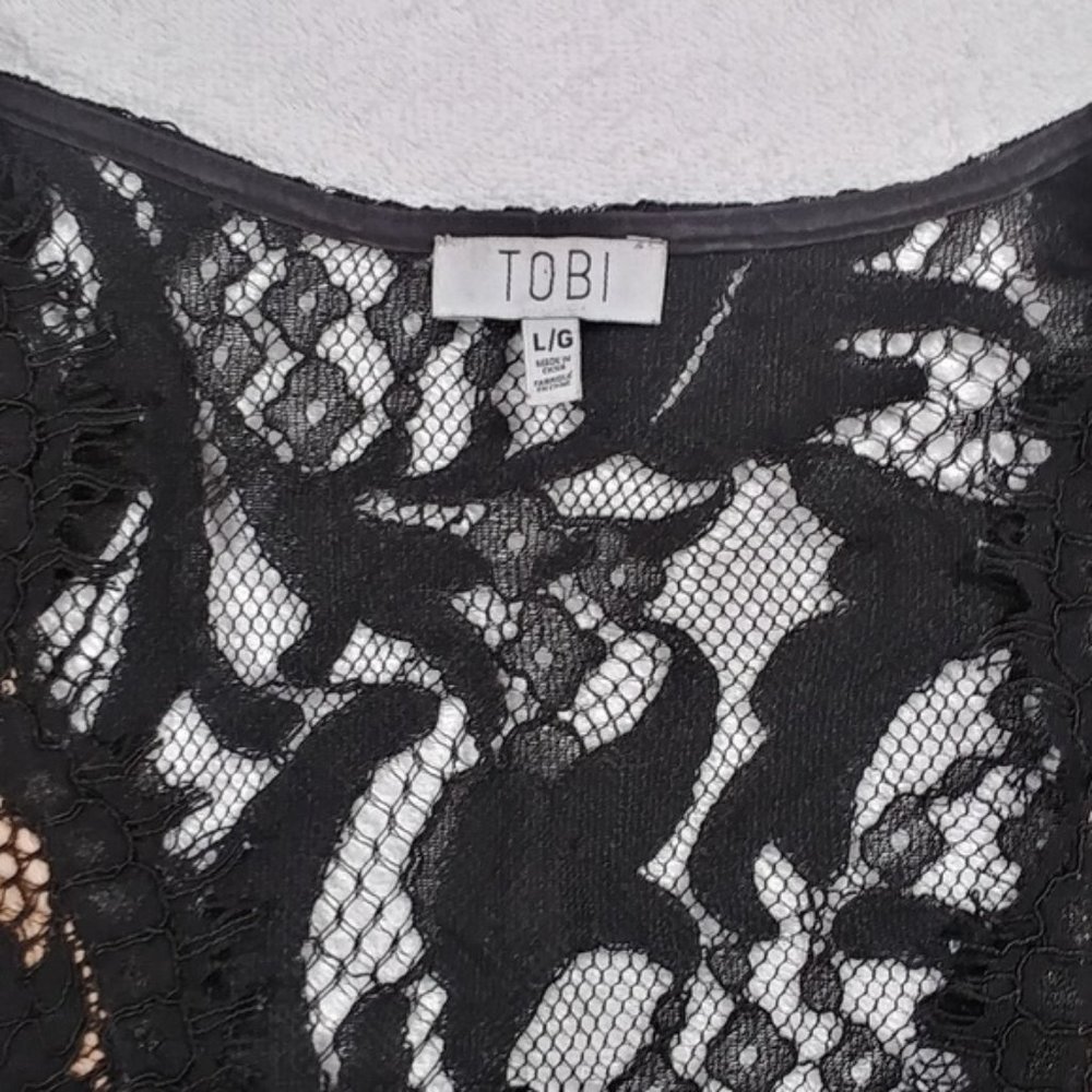"Sophia" Cropped Lace Top with Long Sleeves, sz L - Picture 4 of 7